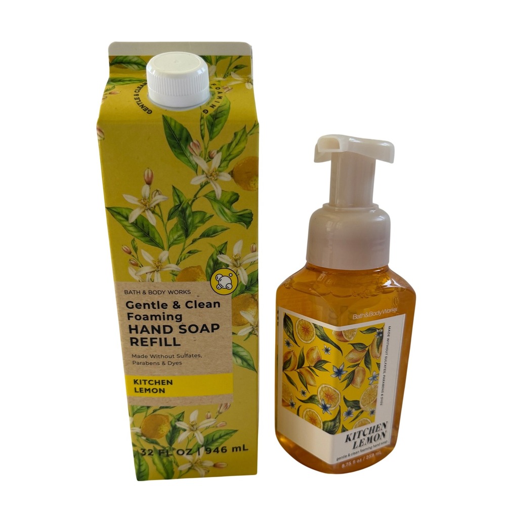 Bath & Body Works Kitchen Lemon Foaming Hand Soap 8.75oz and 32oz Refill Set